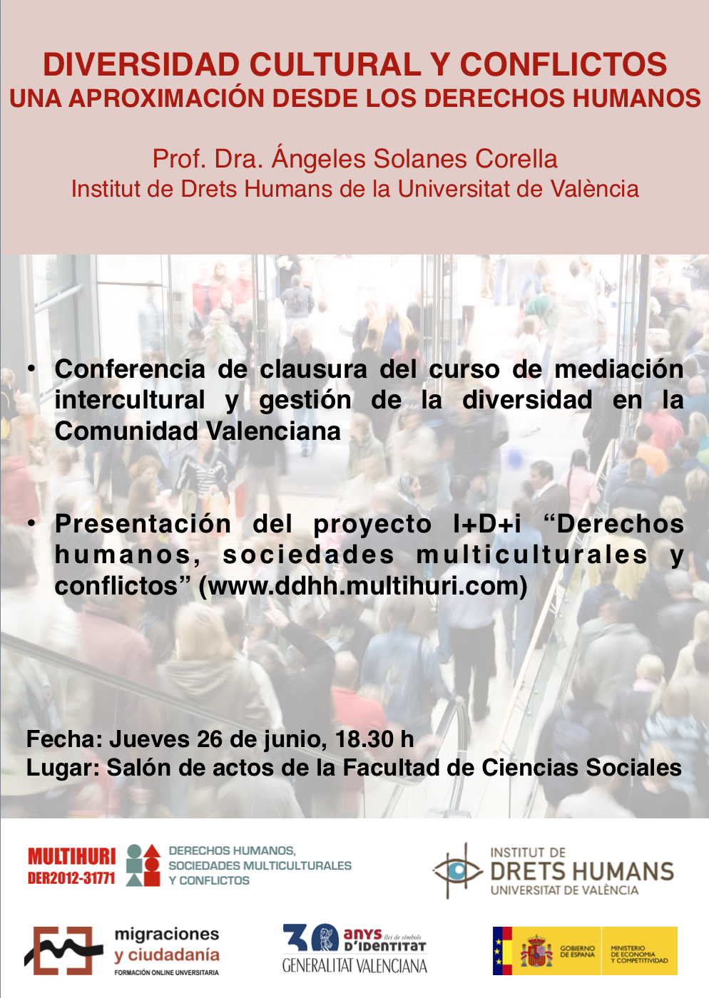 Ángeles Solanes gives closing speech of intercultural mediation course -  MULTIHURI. Derechos humanos e inmigración: repensar la integración en  tiempos oscuros